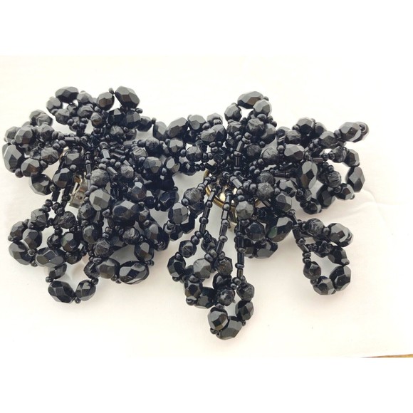 Vintage Jet Black Rhinestone  DANGLE Earrings DRAMATIC - Picture 6 of 6